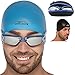 SwimElite Mirrored Swimming Goggles for Men and Women + Exclusive Swim Cap & Protective Case (Mirrored White)