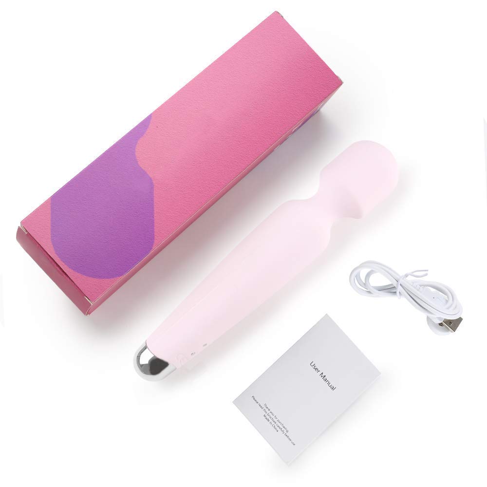 Wireless Wand Massager,New IPX 8 Waterproof Powerful Mini Cordless Wand Massaging with 10 Vibrations and 5 Multi-Speed,getbear Silicone Compact Rechargeable Power Massager (Pink) (Pink)