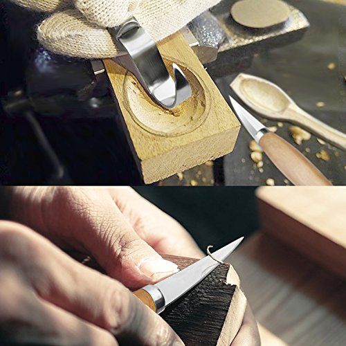 ETEPON Wood Carving Tools Set Whittling Sloyd Wood Carving Knife with Knife Sleeve + Hook Knife, Wood Carving Kit for Spoon Bowl Cup Kuksa Woodworking (Wood Carving kit)