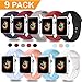 DOBSTFY Compatible for iWatch Sport Band 38mm 42mm, Soft Silicone Replacement iWatch Bands Strap Sport Band Compatible for Apple Watch Series 3 2 1 Nike+ Edition, S/M M/L, 9PACK, 42mm M/L