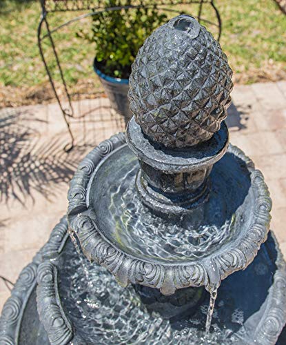 image for Kenroy Home 51010ZC Ibiza Outdoor Tiered Fountain with Lights, Zinc Fi