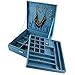 Bantoye Double-Layer Jewelry Box Suede Lint Square Display Storage Case with Lock Blue 10.4