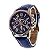 2016 Male Leather Belt Casual Fashion Watches Three Six-Pin Quartz Watches Quartz Watch Royal Blue