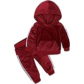 MYGBCPJS Boys Girls 2 Pcs Velour Tracksuit Sweatsuit Toddler Kids Long Sleeve Pullover Hoodie + Elastic Waist Sweatpants Set