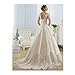 Sunweddingdress Women's Jewel Lace Applique Long Sleeve Chapel Wedding Dress