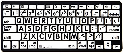 LogicKeyboard XL Print American English Bluetooth Mini Keyboard, White on Black