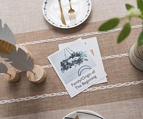 JZY Heavy Duty Cotton Linen Tablecloth for Rectangle Table Stitching Tassel Table Cloth for Dining Table Dust-Proof Table Cover for Tabletop Decoration (55"x120", S-Linen) - Thumbnail 3