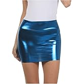 Sakkas Women's Shiny Metallic Liquid Mini Skirt