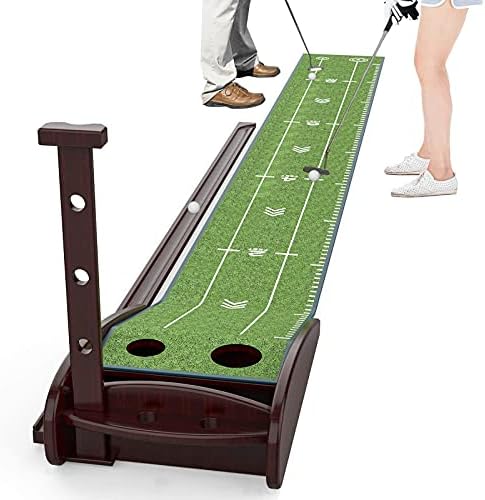 Putting Mat, Indoor Golf Putting Green with Auto Ball Return System, Crystal Velvet Practice Putting Mat for Home Backyard Office Outdoor Use