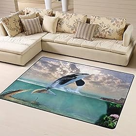 Lzhengsi Super Soft Modern Carpet Killer Whale Print Area Rug Living Room Carpet Bedroom Rug Yoga Mat Easy to Clean for… 51HusSoJGYS. SS280