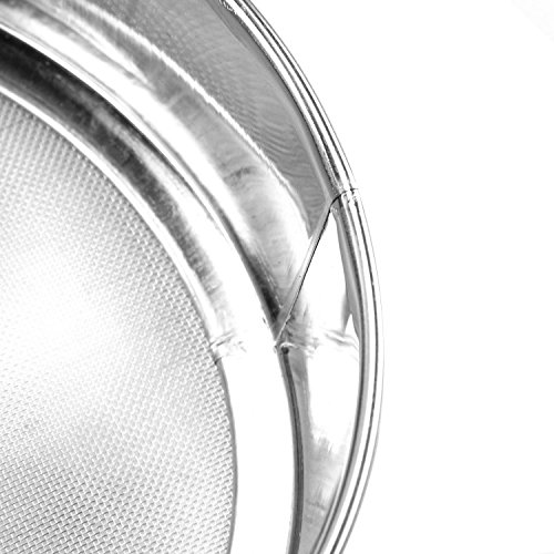 Happy Hours Kitchen Fine Mesh Flour Sifter Stainless Steel Silver Net Flour Sieve Sifting Strainer Cake Baking Powdered Sugar Filter 40 Mesh 150 45mm
