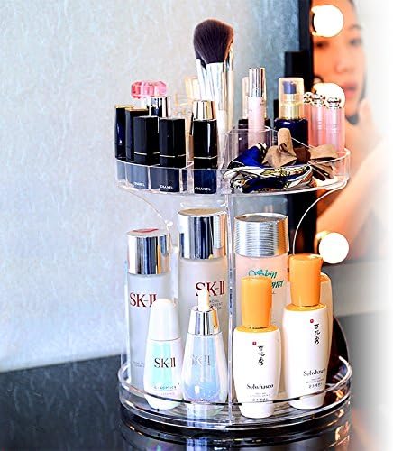 MYKUFENG Makeup Organizer 360 Degree Rotating Multi-Function Acrylic Cosmetic Storage Box,Large Capacity For Different Types of Cosmetics,Accessories,Makeup Brushes, Lipsticks and More