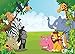 LYWYGG Zoo Photography Backdrops 7x5ft Cartoon Safari Animals Backdrop Happy Birthday Photography Background Fauna Jungle Wildlife Zoo Themed Party Decoration Photo Studio Props CP-4