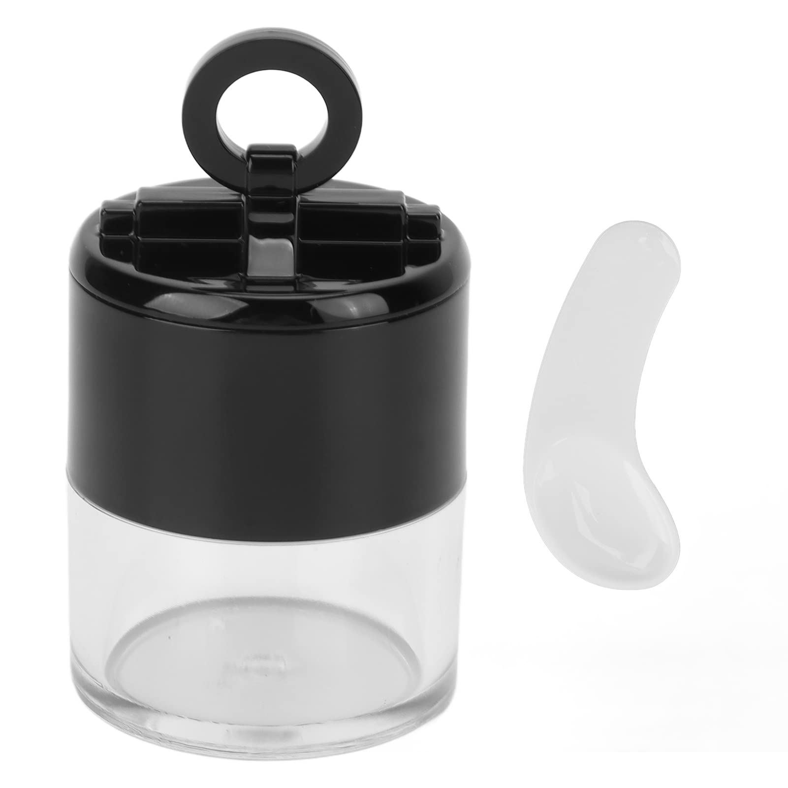 Empty Powder Case,10g/0.34oz Black Mini Empty Refillable Loose Powder Box with Powder Puff Cap and Sifter DIY Cosmetic Foundation Powder Case Blusher Finishing Powder Jar Container for Makeup