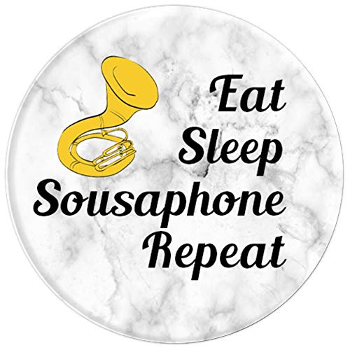 Sousaphone Player Gift - Marble White - Eat Sleep Repeat - PopSockets Grip and Stand for Phones and Tablets - Thumbnail 2