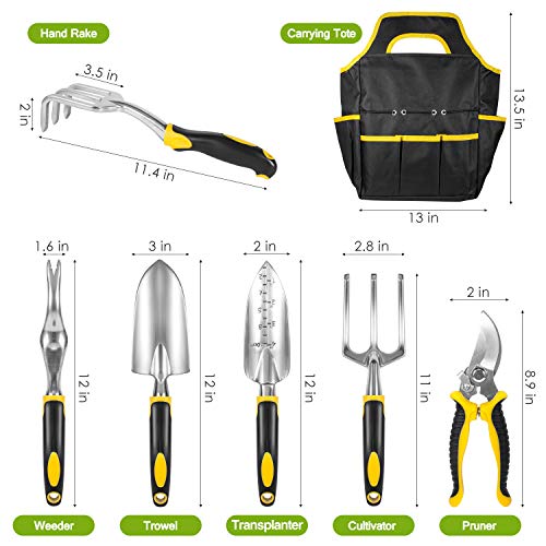 AUTUY Garden Tool Set Garden Tools for Gardening 31 Piece Aluminum Tool Kit with Storage Pocket Garden Tool Set for Men Women