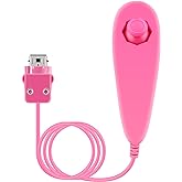OSTENT Motion Based Wired Nunchuck Controller for Nintendo Wii Console Video Game Color Pink