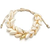 FUTIMELY Starfish Shell Bracelet Gold Chunky Starfish Bracelet Bohemian Pearl Charm Bracelet Mermaid Costume Jewelry for Women (Gold1)