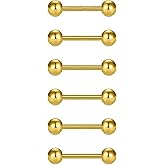 VCMART 12mm-18mm 14G Tongue Rings Nipple Straight Barbells Surgical Steel Body Piercing Jewelry