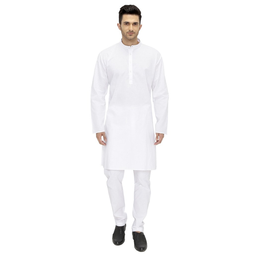 bhartiya paridhan men's cotton white kurta payjama set