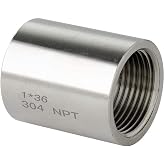 Quickun 304 Stainless Steel Pipe Coupling Fitting, 1" x 1" Female Pipe Coupler Connector Adapter Fitting (1.4" Length)