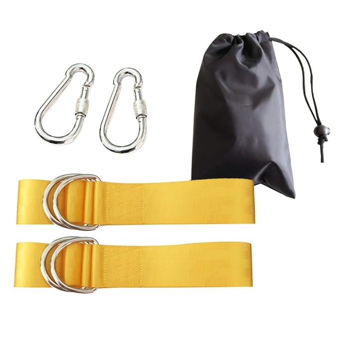 LIOOBO Schaukelseil Hängematte Baum Schaukel Kit Riemen mit Karabiner für Camping Outdoor 5x120cm (gelb)