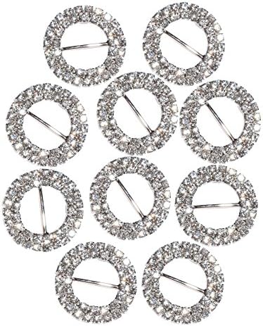 Rhinestone Double Circle 15mm 1.Inch Circle Buckle Slide, 10 Pieces
