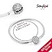 SOUFEEL 925 Sterling Silver Bracelet Crystal Clasp Charm Bracelets Snake Chain Bracelets 7.1 Inch (18CM)