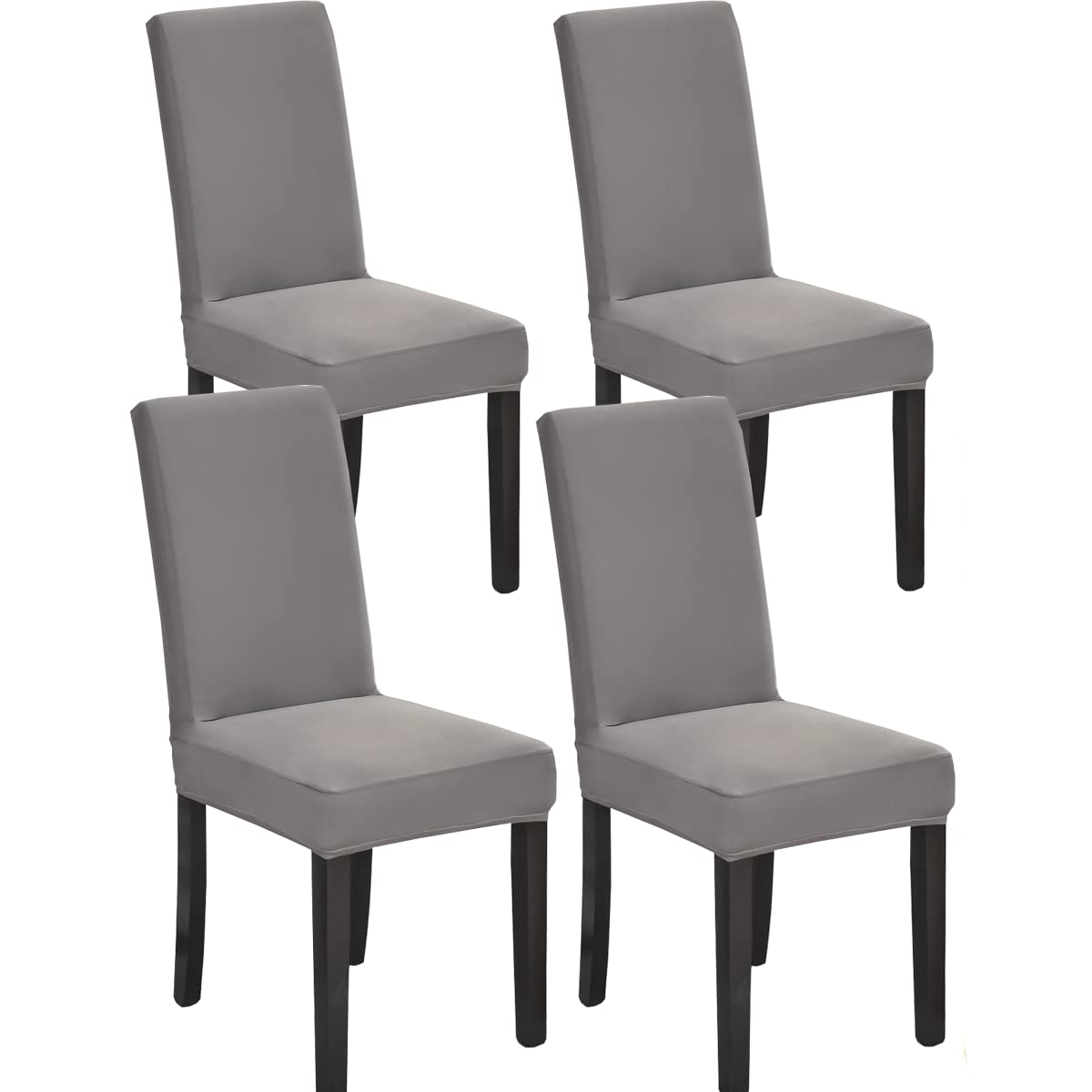 HZDHCLH Chair Covers Slipcovers Stretch Removable Washable Short Dining Chair Protector Cover Seat for Hotel,Dining Room,Ceremony (Gray, 4 PCS)