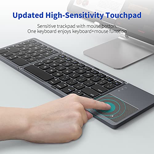 Foldable Bluetooth Keyboard, Rechargeable MultiDevice Wireless