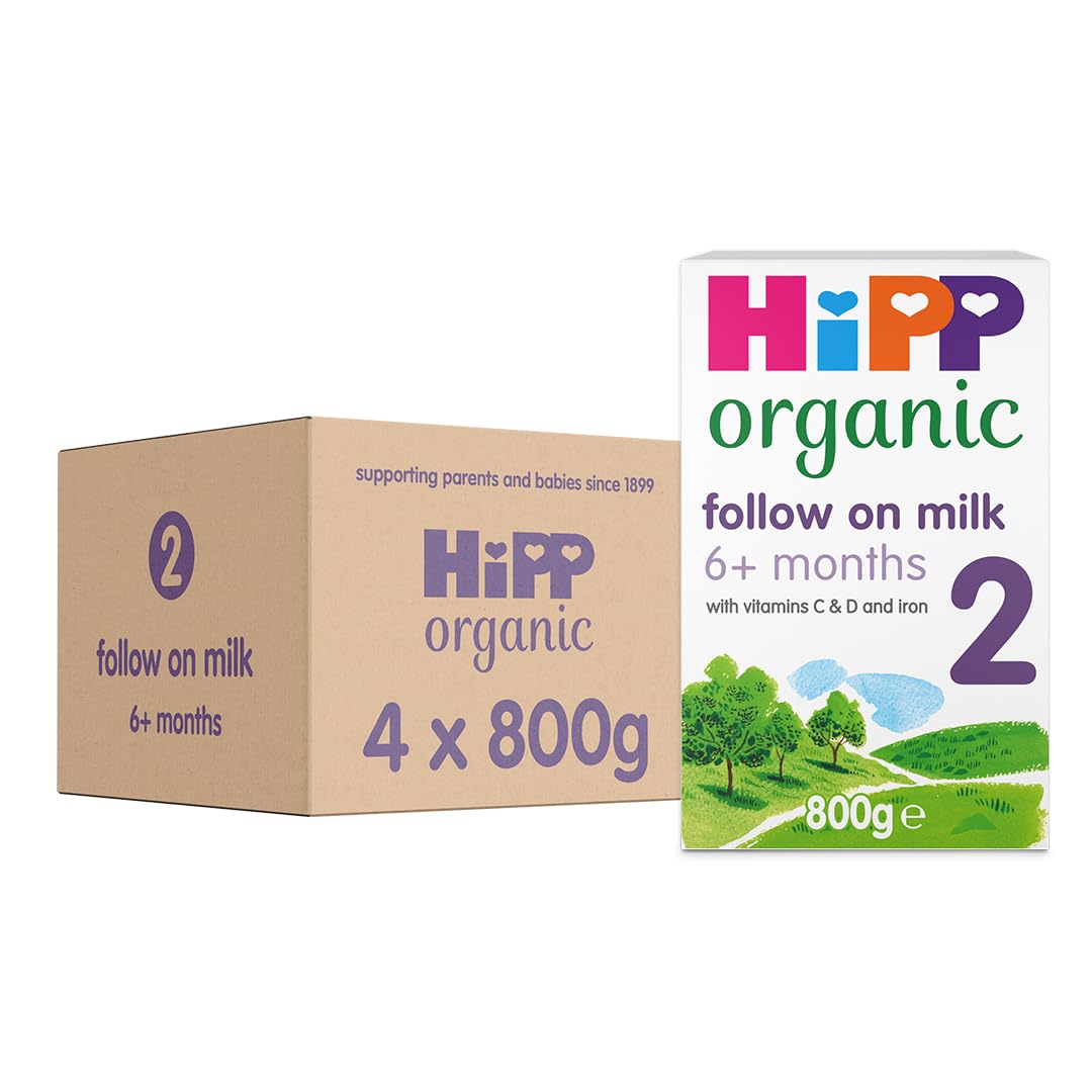 HiPP Organic 2 Follow on Baby Milk Powder Formula, From 6 Months, 800g (Pack of 4)