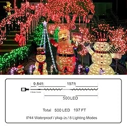 KNONEW Outdoor Christmas Lights 500 LED 197ft