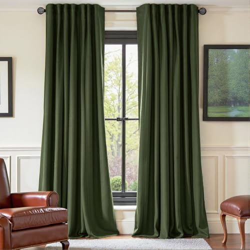 Nemia Olive Green Velvet Curtains Thermal Insulated