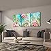 RUISHI Canvas Wall Art 3 Pieces Flamingo Boho Decor for Bedroom Animal Picture Palm Leaves Green Tropical Plant Prints Framed Posters Hanging Artwok Living Room Kids Rooms Decoration 16L x 12W