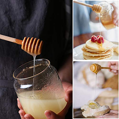 WOAIWO-Q 50 Pack of Mini 3 Inch Wood Honey Dipper Sticks, Individually Wrapped, Server for Honey Jar Dispense Drizzle Honey, Wedding Party Favors - Thumbnail 4