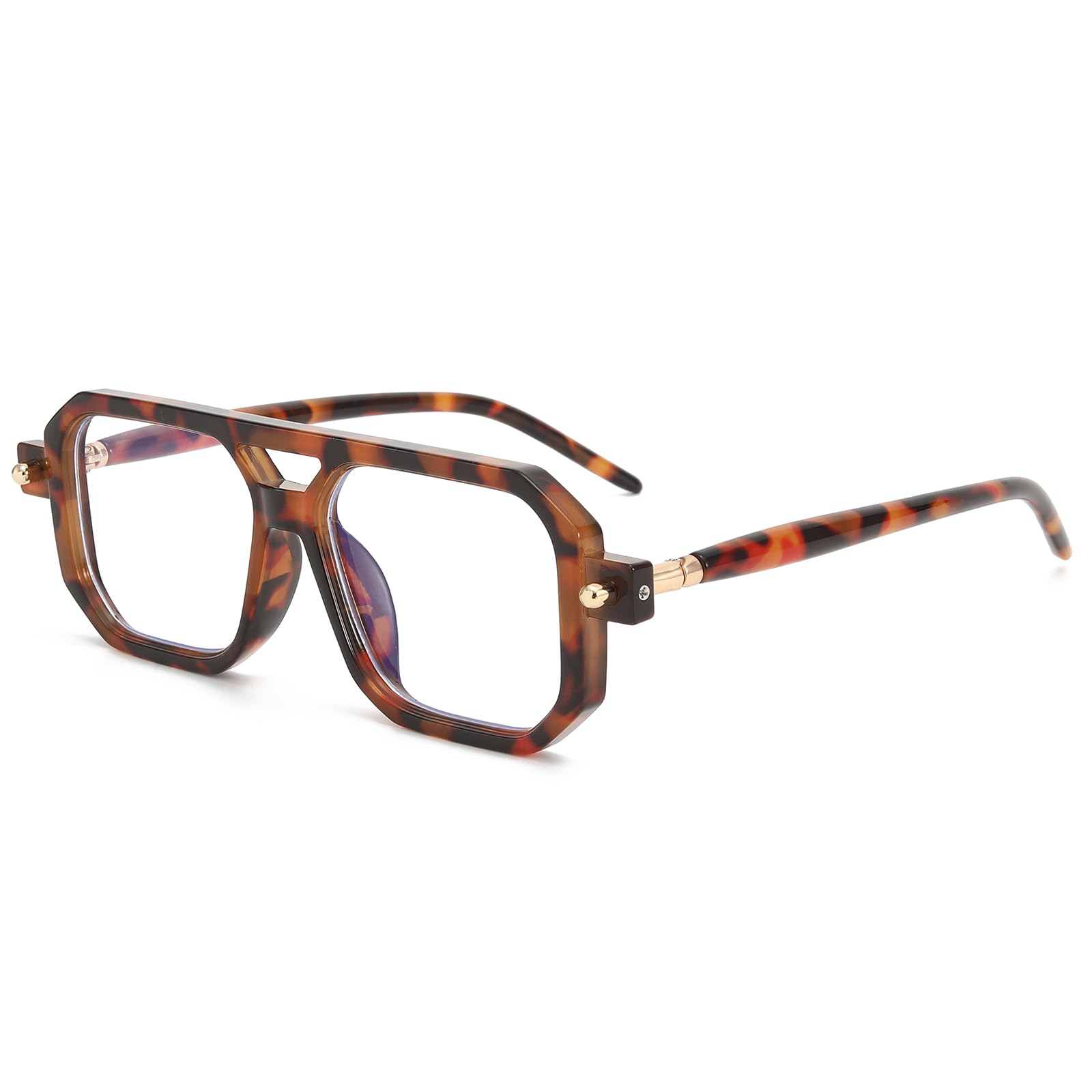 LJCZKA Square Blue Light Blocking Glasses for Women Men 70s Pilot Style Square Computer Glasses Anti Eye-Fatigue — image 1