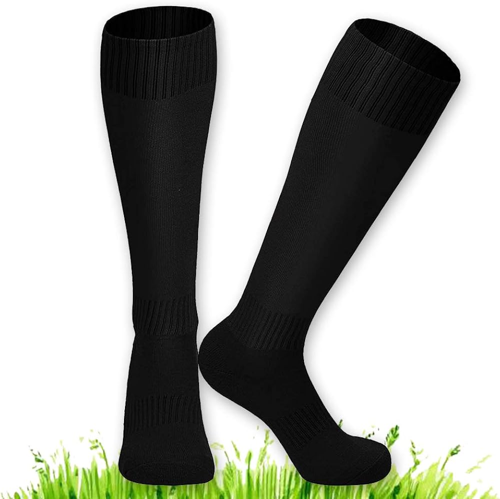 XCOZU 2 Pcs Kids Football Socks, Black Football Socks Breathable Sports