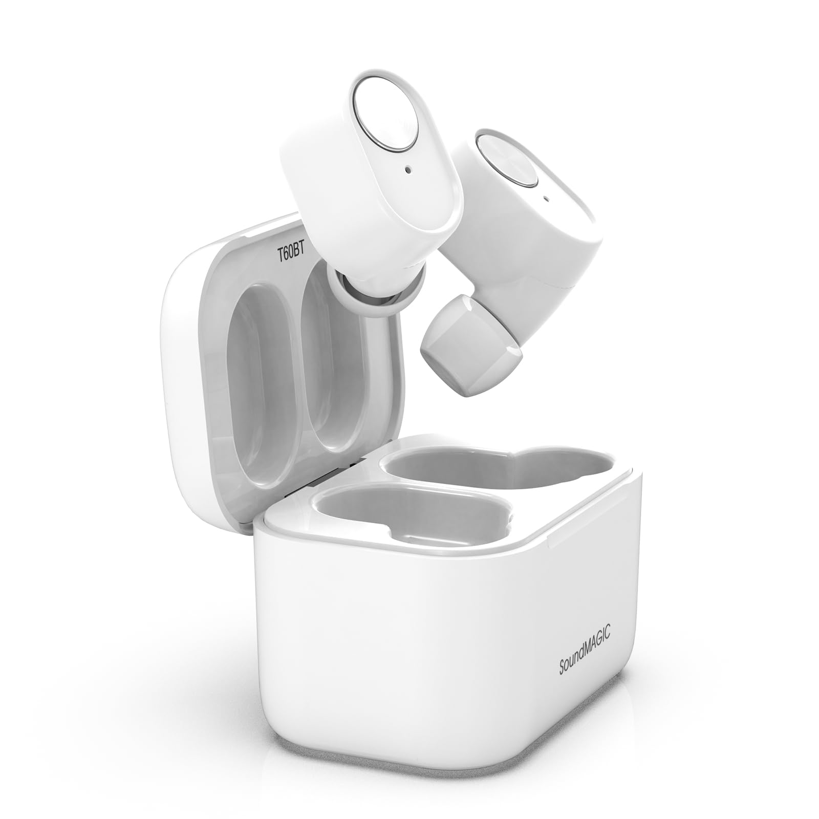 Soundmagic T60BT True Wireless Headphones in Ear Bluetooth Earphones, Built-in Microphone HiFi Stereo Sports Earbuds Waterproof White