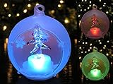 Christmas Globe Ornament - LED Lighted Glass Ball Christmas Tree Decoration - Hand Painted Glittery Snowflakes