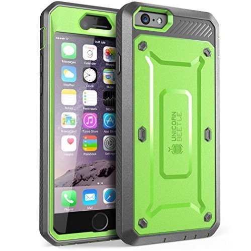 iPhone 6s Plus Case, SUPCASE [Heavy Duty] Belt Clip Holster Apple iPhone 6s Plus Case 5.5 inch [Unicorn Beetle PRO Series] Full-body Hybrid Protective Cover with Screen Protector (Green/Gray)