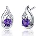 Peora Amethyst Earrings 925 Sterling Silver, Radiant Teardrop Studs, Natural Gemstone Birthstone, 1 Carat Total Round Shape 5mm, Friction Backs