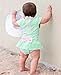 RuffleButts Infant/Toddler Girls Peplum Skirt One Piece Rash Guard Swimsuit - Mint Seersucker - 6-12m
