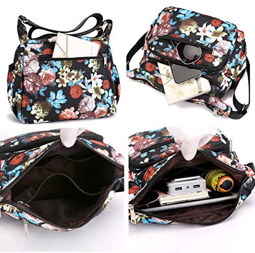 Womens Nylon Floral Shoulder Bag Crossbody Bag Messenger Bags Travel Handbags With Adjustable Strap Waterproof (C camo) - Thumbnail 3