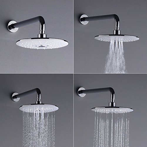 STARBATH Shower Sets with Rain Fall Shower Head and Handheld Set, Shower Mixer Faucet Valve Kit, Adjustable Wall Mounted Shower Holder for Shower System,Chrome (Rain Shower Set White Round)