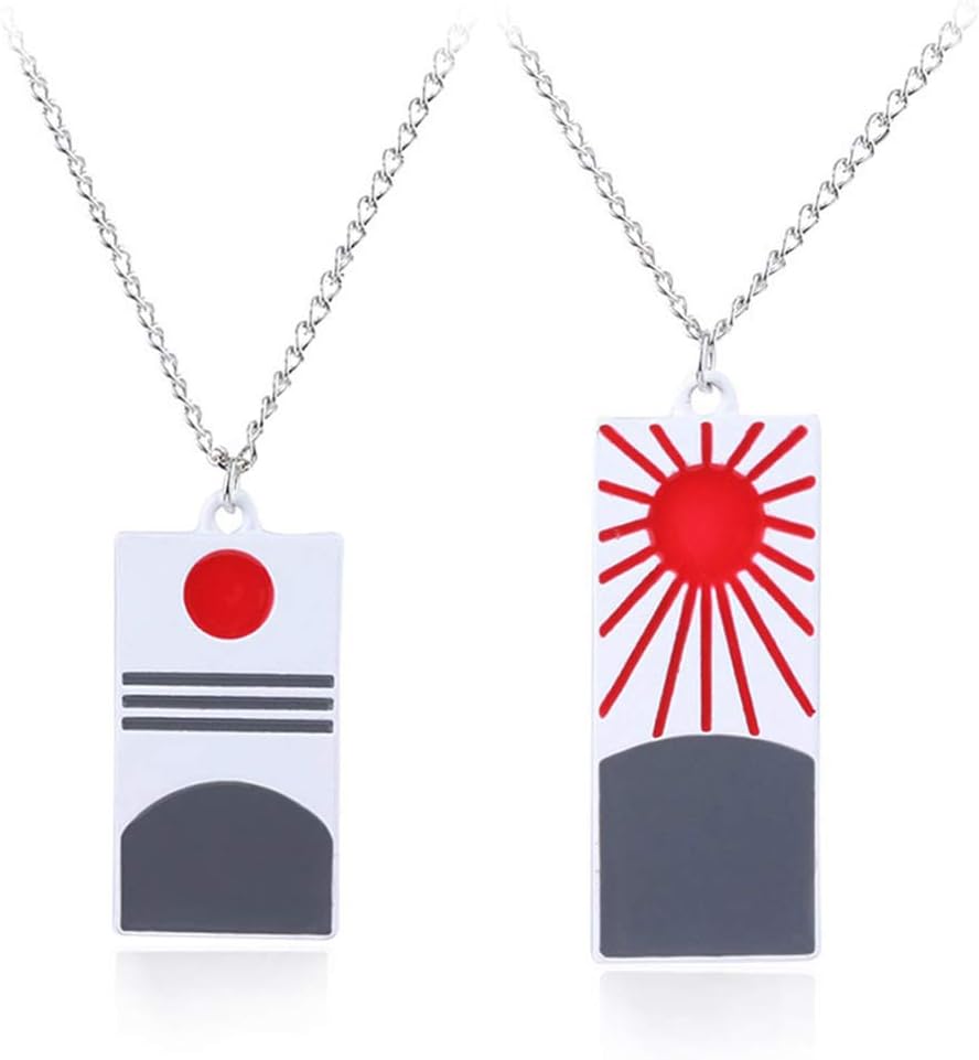 lunanana Anime Demon Slayer: Kimetsu no Yaiba Necklace, Japanese Animation Kamado Tanjirou Zinc Alloy Pendant Choker Jewelry