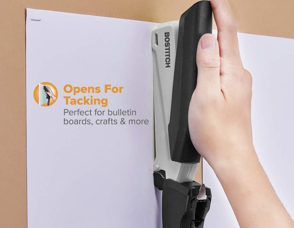 Bostitch Office Executive Stapler - 3 in 1 Stapler - One Finger, No Effort, Spring Powered Stapler, Black/Gray (INP20), 20 Sheets : Office Products