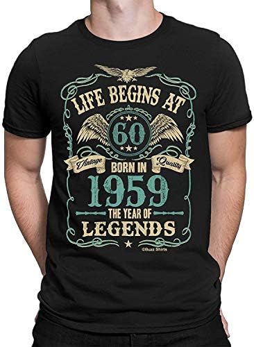 Mens 60th Birthday Gift - Life Begins at 60 Mens T-Shirt - Born in 1959