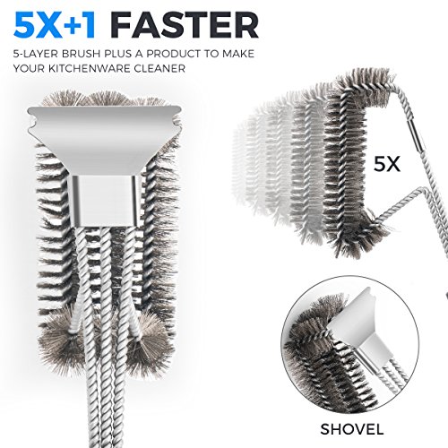 Combination Grill Brush and Scraper, 18" Best Outdoor BBQ Brush Cleaner Safe Grill Accessories Bristle Brush for Stainless Steel, Ceramic, Iron, Gas & Porcelain Barbecue Grates - Thumbnail 2