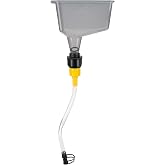 Performance Tool W4090 1-Quart Funnel with On/Off Flexible Spout | Transparent body for easy fluid monitoring. Dual-threaded to fit gallon and quart bottles. Capped 18-inch tube