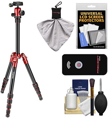 PrimaPhoto Small PHTRSRD 50.2" Foldable Tripod &amp; Ball Head with Case (Red) with Wireless Shutter Release + Accessory Kit